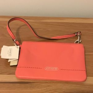 COACH Salmon Leather Wristlet Wallet
